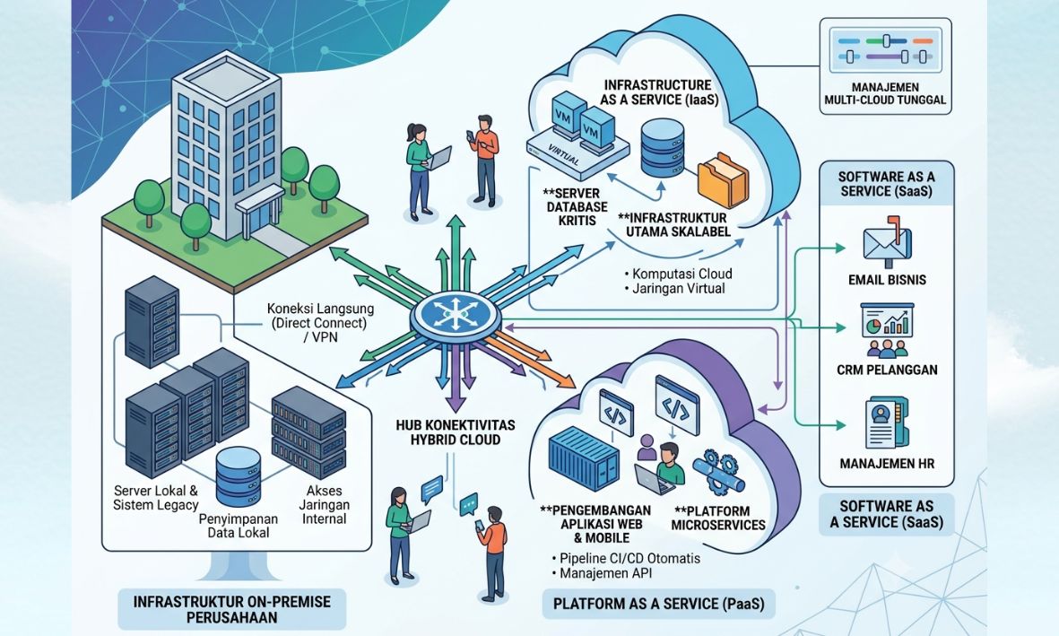 Diagram Arsitektur Hybrid - Multi-Cloud dalam Perusahaan